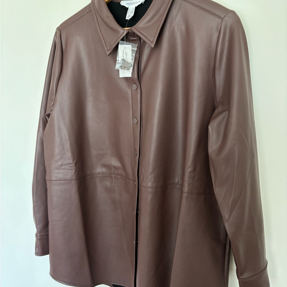 NEW Leather Button Down Jacket